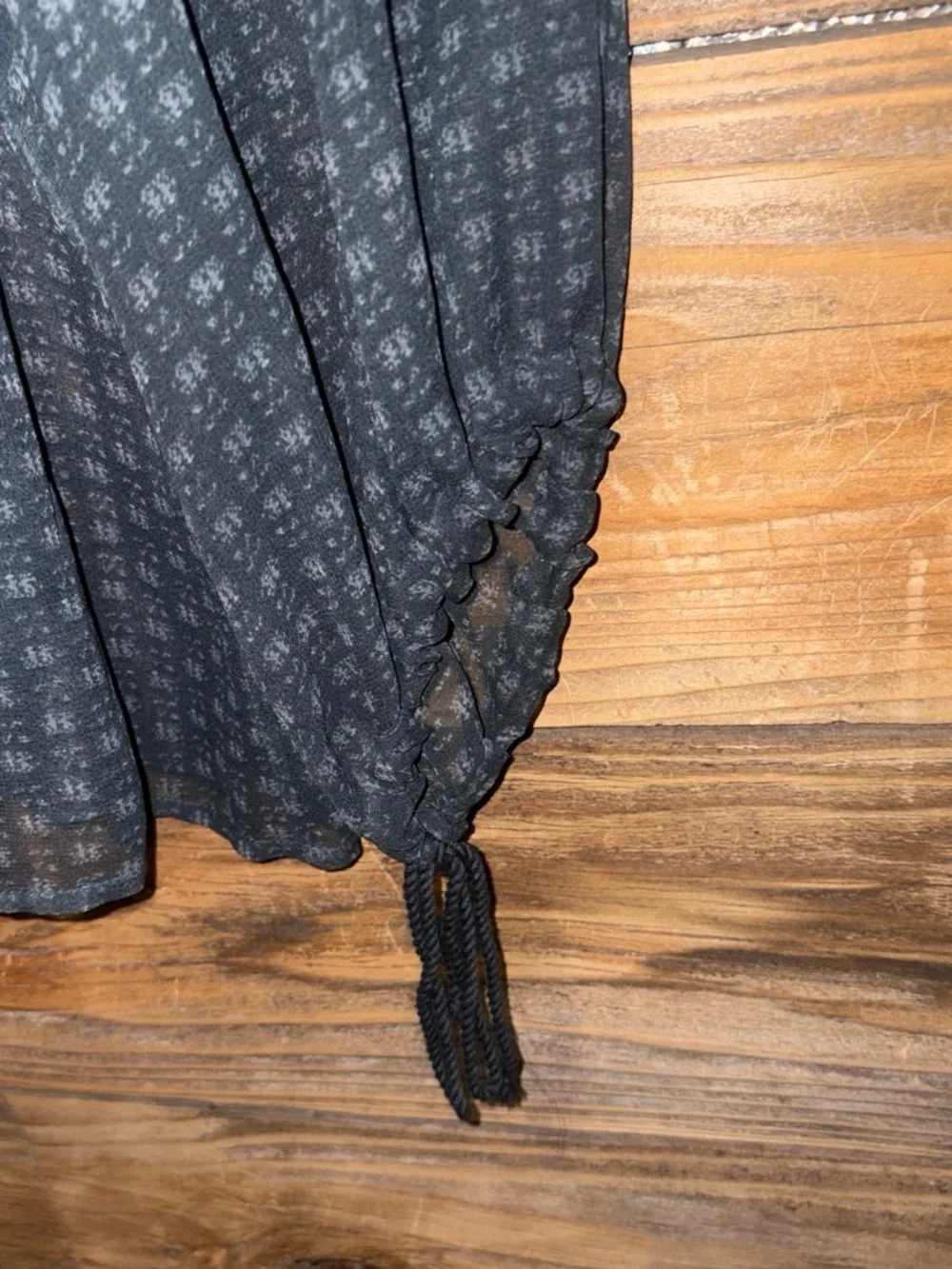 Mid 2000’s Free People Black Sheer Embroidered Peasant Top with Shells